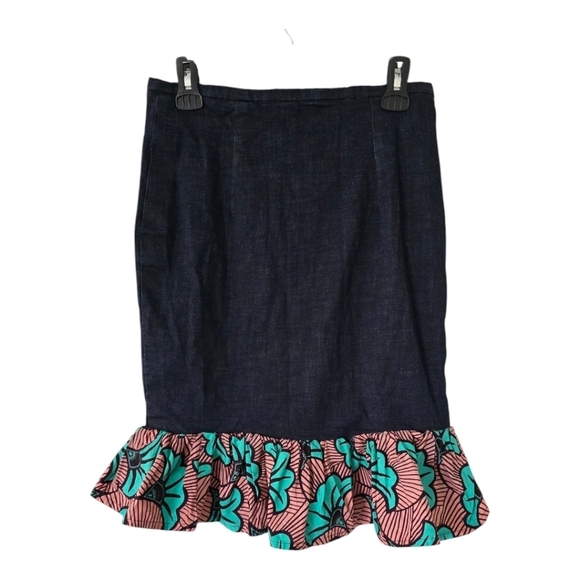 Neblen African Chambray Mini Skirt Womens Sz M Mixed Print Flare Hem Colorful - Picture 1 of 9